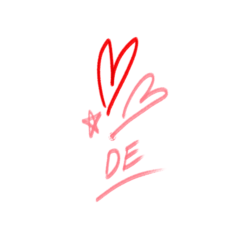 Illustration de cœurs et « DE »