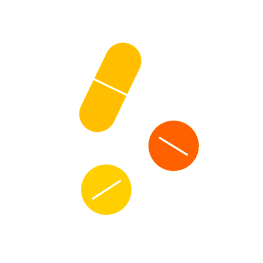 Illustration de vitamines jaunes et orange en rotation