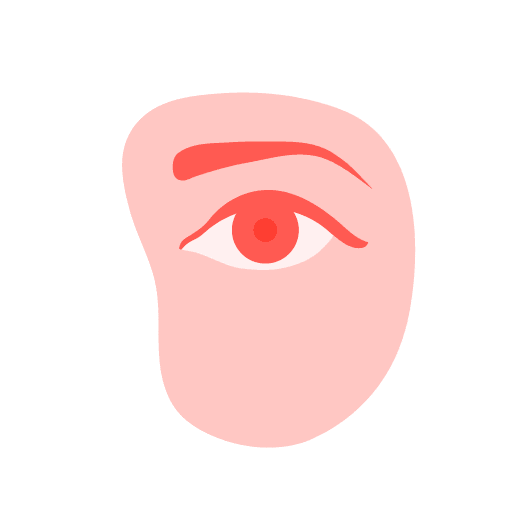 Illustration animée d’un œil avec des flèches stylisées indiquant la luminosité au-dessous de l’œil