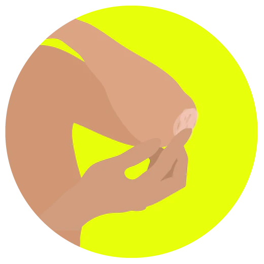 Illustration d’une personne en train de toucher un coude sec