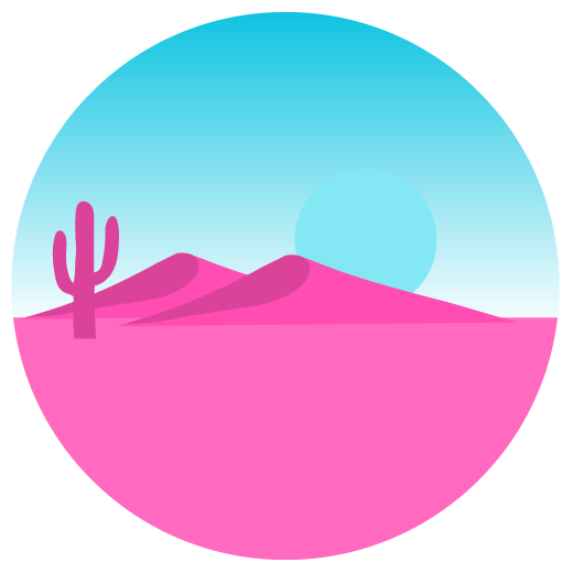 illustration d’un paysage désertique rose et bleu