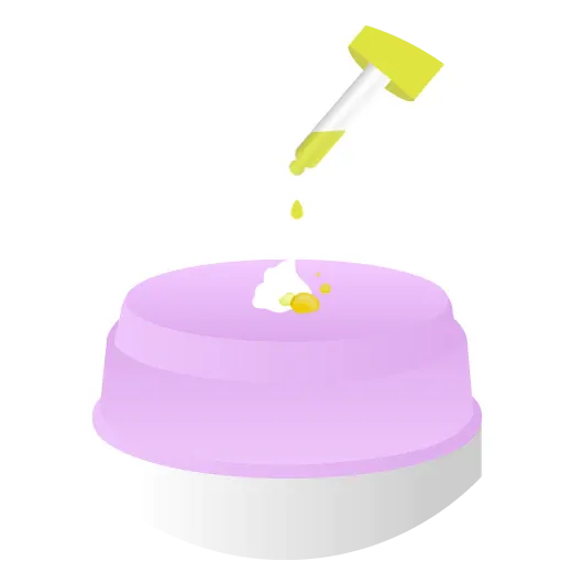 illustration of the pump top of Lala Moisturizer with a pump of Lala and drops of Marula Oil being dispensed from the dropper